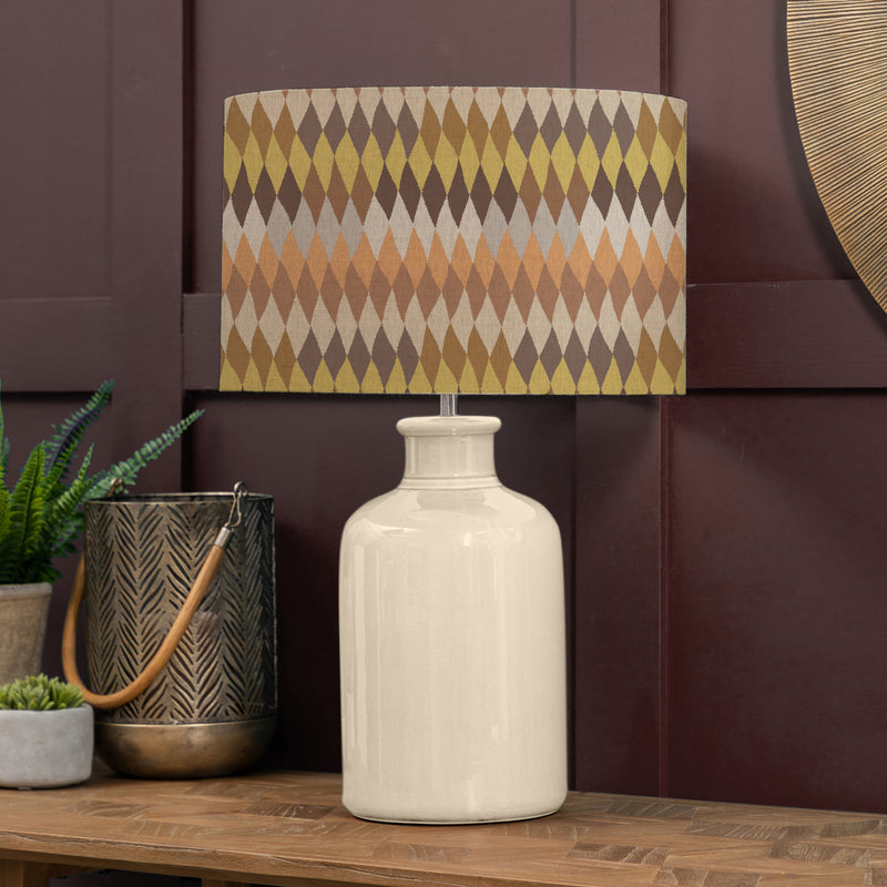 Abstract Cream Lighting - Mesa Eva & Elspeth Complete Table Lamp Cream/Sepia Voyage Maison