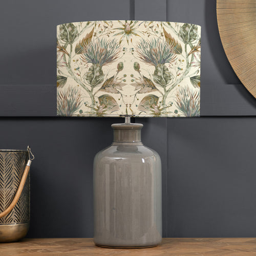 Floral Grey Lighting - Varys Eva & Elspeth Complete Table Lamp Grey/Auburn Linen Voyage Maison