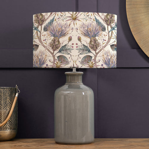 Floral Grey Lighting - Varys Eva & Elspeth Complete Table Lamp Grey/Pastel Linen Voyage Maison