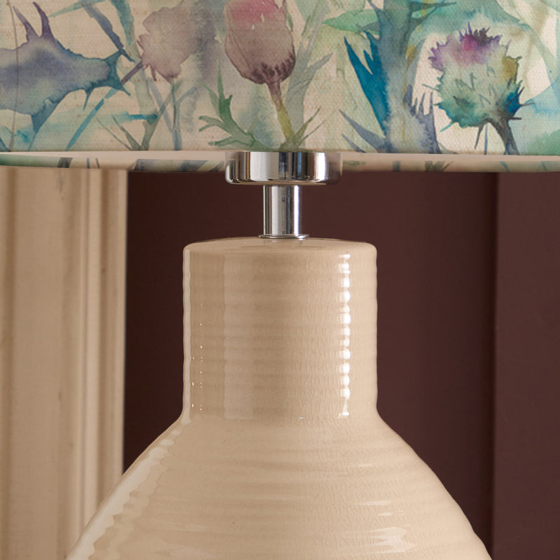 Floral Cream Lighting - Cirsium Eva & Epona Complete Table Lamp Cream/Damson Voyage Maison