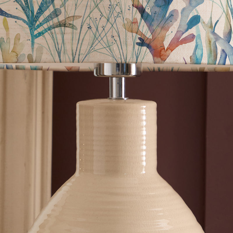 Abstract Cream Lighting - Coral Reef Eva & Epona Complete Table Lamp Cream/Cobalt Voyage Maison