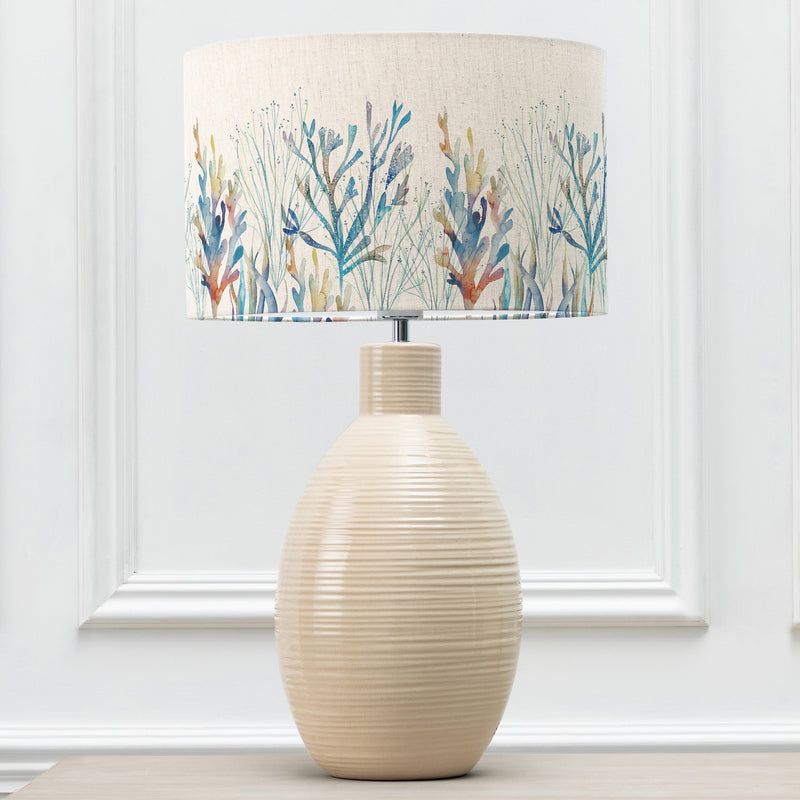 Abstract Cream Lighting - Coral Reef Eva & Epona Complete Table Lamp Cream/Cobalt Voyage Maison