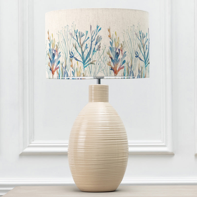 Abstract Cream Lighting - Epona  & Coral Reef Eva  Complete Table Lamp Cream/Cobalt Voyage Maison