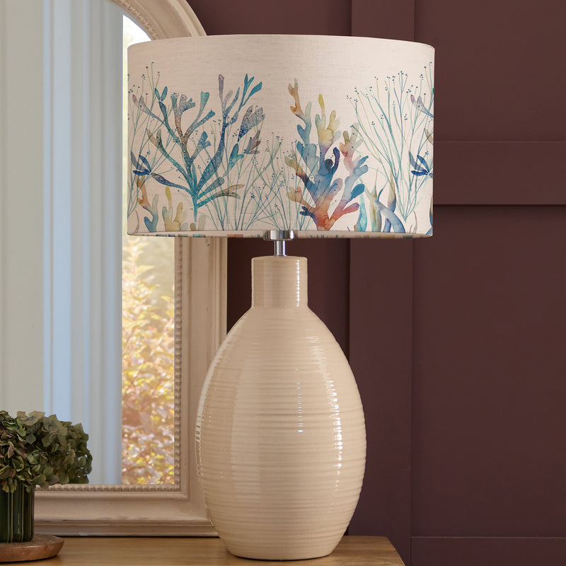 Abstract Cream Lighting - Coral Reef Eva & Epona Complete Table Lamp Cream/Cobalt Voyage Maison