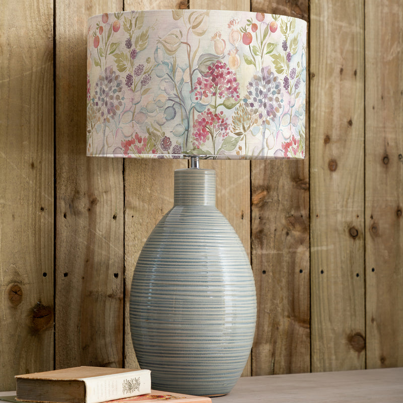 Floral Blue Lighting - Hedgerow Eva & Epona Complete Table Lamp Duck/Linen Voyage Maison