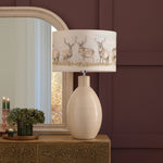 Animal Cream Lighting - Moorland Stag Eva & Epona Complete Table Lamp Cream/Linen Voyage Maison