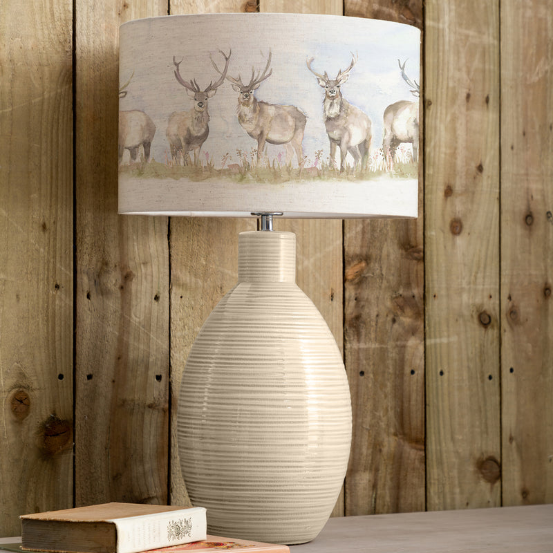 Animal Cream Lighting - Moorland Stag Eva & Epona Complete Table Lamp Cream/Linen Voyage Maison