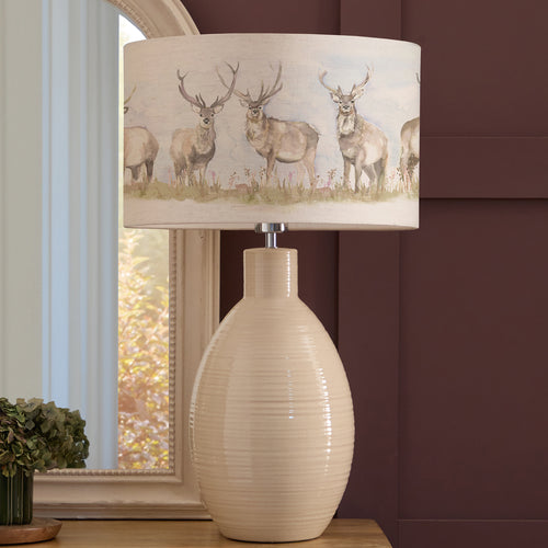 Animal Cream Lighting - Moorland Stag Eva & Epona Complete Table Lamp Cream/Linen Voyage Maison