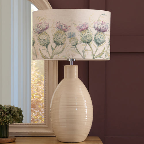 Floral Cream Lighting - Thistle Glen Eva & Epona Complete Table Lamp Cream/Linen Voyage Maison