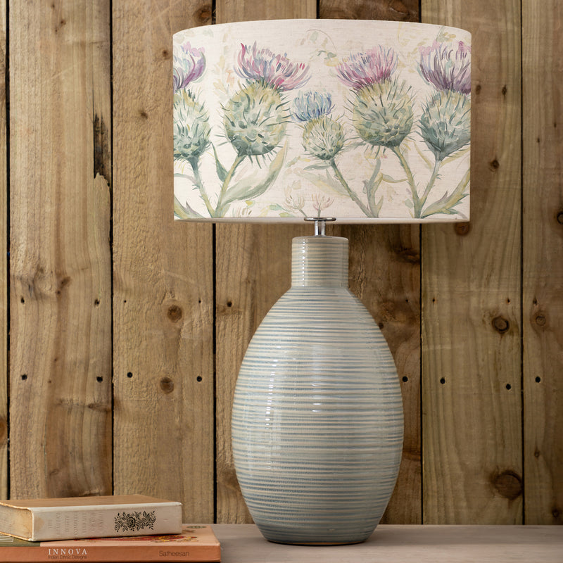 Floral Blue Lighting - Thistle Glen Eva & Epona Complete Table Lamp Duck/Linen Voyage Maison