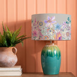 Floral Blue Lighting - Eucalypt  & Primrose Eva  Complete Table Lamp Aqua/Haze Voyage Maison