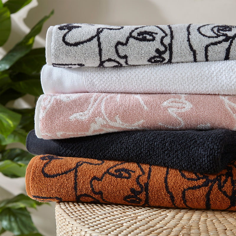 furn. Everybody Abstract Jacquard Towels in Blush