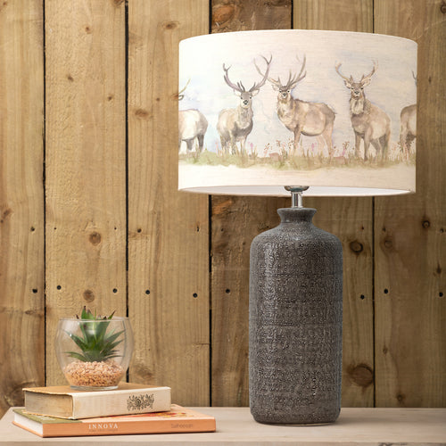 Animal Grey Lighting - Moorland Stag Eva & Inopia Complete Table Lamp Grey/Linen Voyage Maison