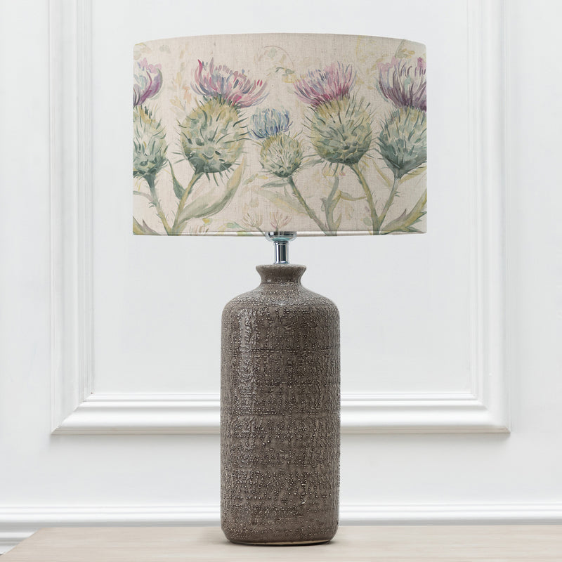 Floral Grey Lighting - Thistle Glen Eva & Inopia Complete Table Lamp Grey/Linen Voyage Maison