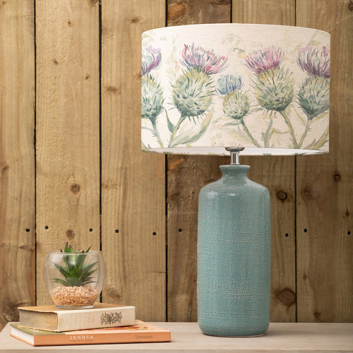 Floral Blue Lighting - Inopia   & Thistle Glen Eva  Complete Table Lamp Teal/Linen Voyage Maison