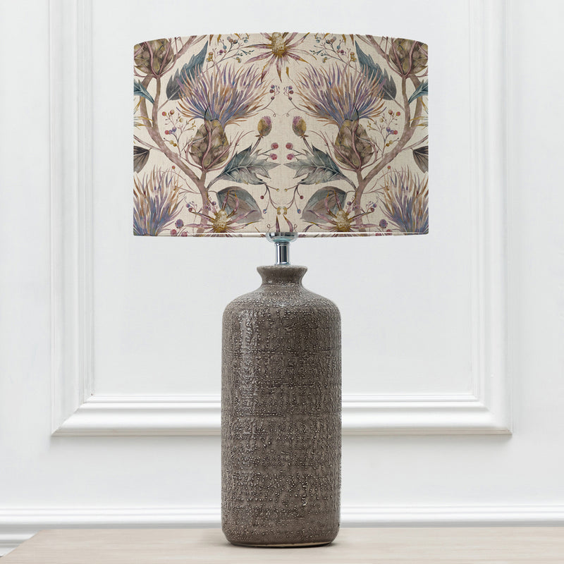 Floral Grey Lighting - Inopia   & Varys Eva  Complete Table Lamp Grey/Pastel Linen Voyage Maison