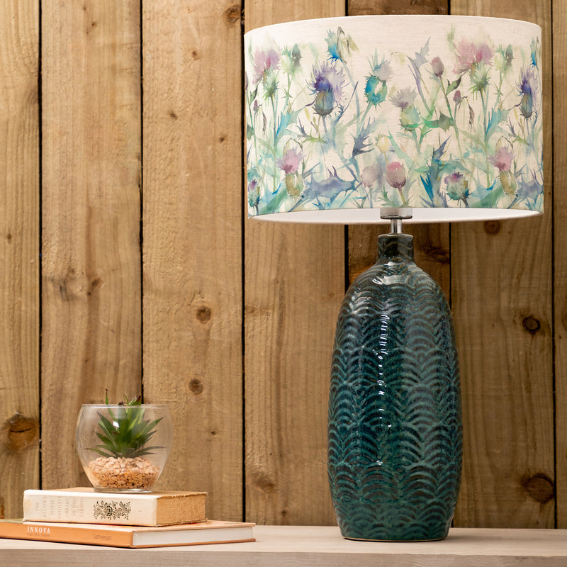 Floral Blue Lighting - Cirsium Eva & Jadis Complete Table Lamp Aqua/Damson Voyage Maison