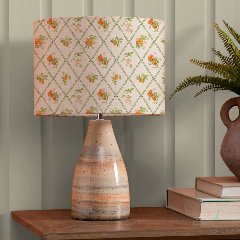  Lighting - Peach Trellis Eva & Japura Complete Table Lamp Sandstone/Multicolour Voyage Maison