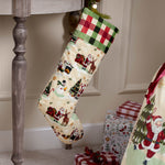 Jolly Santa Printed Velvet Xmas Stocking + Sack Multicolour