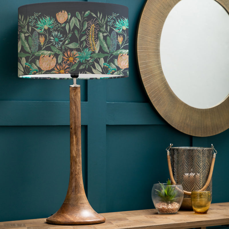 Floral Brown Lighting - Fortazela Eva & Kinross Complete Table Lamp Mango/Sapphire Voyage Maison