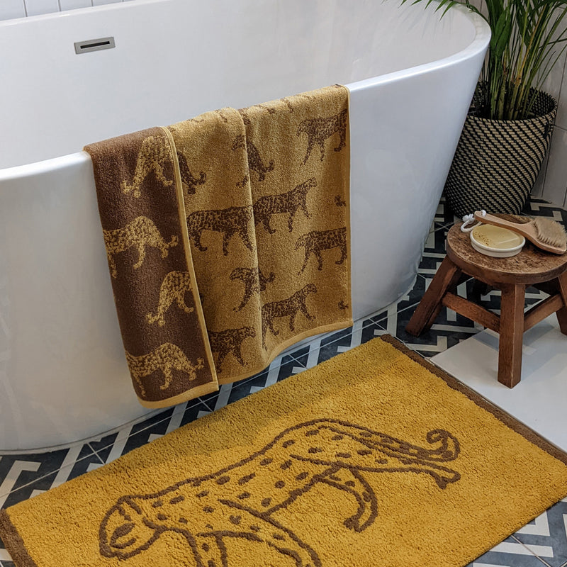 furn. Leopard Animal Jacquard Towels in Gold