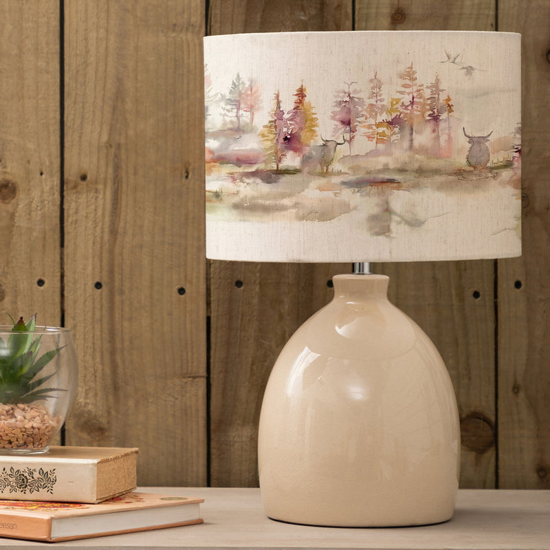 Animal Cream Lighting - Leura  & Caledonian Forest Eva  Complete Table Lamp Cream/Linen Voyage Maison