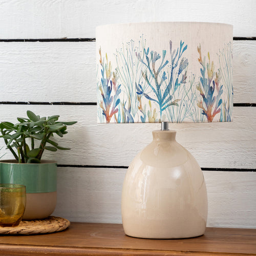 Abstract Cream Lighting - Leura  & Coral Reef Eva  Complete Table Lamp Cream/Cobalt Voyage Maison