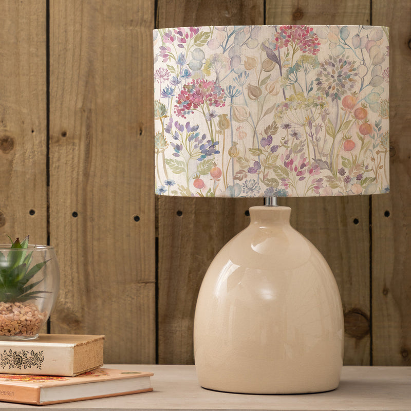 Floral Cream Lighting - Hedgerow Eva & Leura Complete Table Lamp Cream/Linen Voyage Maison