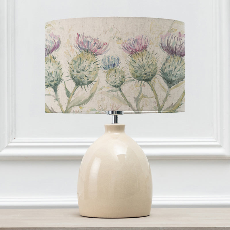 Floral Cream Lighting - Thistle Glen Eva & Leura Complete Table Lamp Cream/Linen Voyage Maison