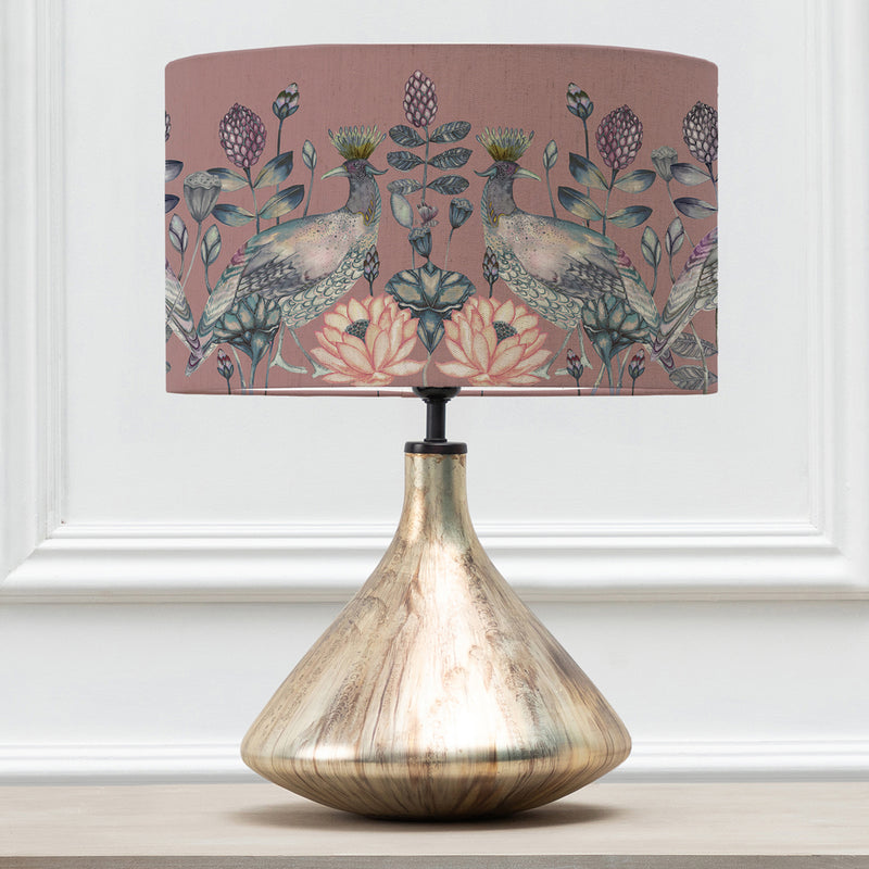 Floral Gold Lighting - Luna  & Ahura Eva  Complete Table Lamp Glass/Mauve Voyage Maison