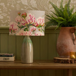 Floral Green Lighting - Heligan Linen Eva & Narvi Complete Table Lamp Jade/Fuchsia Marie Burke