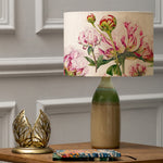 Floral Green Lighting - Narvi  & Heligan Linen Eva  Complete Table Lamp Jade/Fuchsia Marie Burke