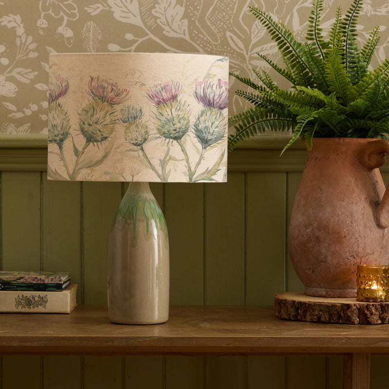 Floral Green Lighting - Thistle Glen Eva & Narvi Complete Table Lamp Jade/Linen Voyage Maison