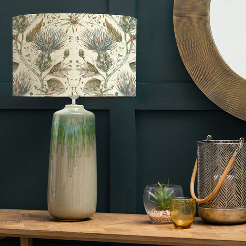 Floral Green Lighting - Neo  & Varys Eva  Complete Table Lamp Jade/Auburn Linen Voyage Maison