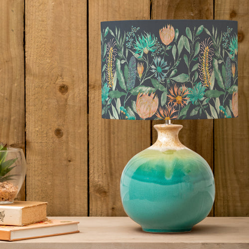 Floral Blue Lighting - Fortazela Eva & Neso Complete Table Lamp Aqua/Sapphire Voyage Maison