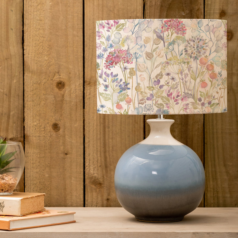 Floral Blue Lighting - Neso  & Hedgerow Eva  Complete Table Lamp Sky/Linen Voyage Maison