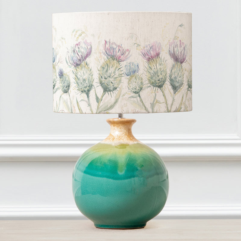 Floral Blue Lighting - Thistle Glen Eva & Neso Complete Table Lamp Aqua/Linen Voyage Maison