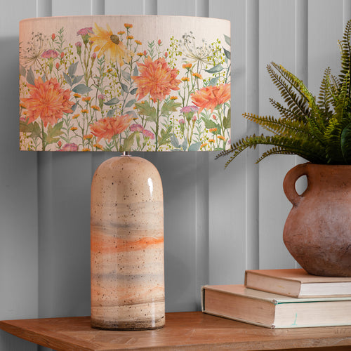 Floral Orange Lighting - Delamere Eva & Ocefina Complete Table Lamp Linen Voyage Maison