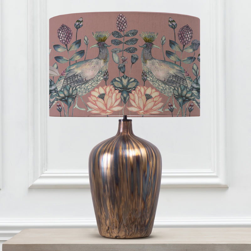 Floral Gold Lighting - Ahura Eva & Olywn Complete Table Lamp Glass/Mauve Voyage Maison