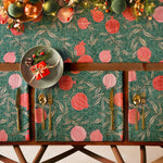 Floral Green Kitchen - Pomegranate Trending Table Runner + Placemat Green Paoletti