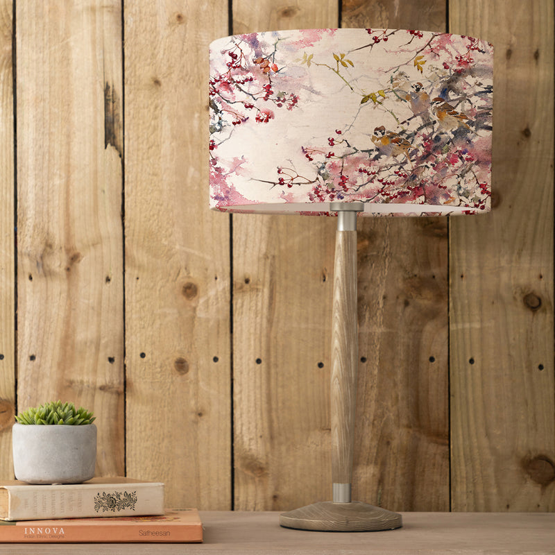 Floral Grey Lighting - Solensis Small & Brushwood Eva  Complete Table Lamp Grey/Blossom Darren Woodhead