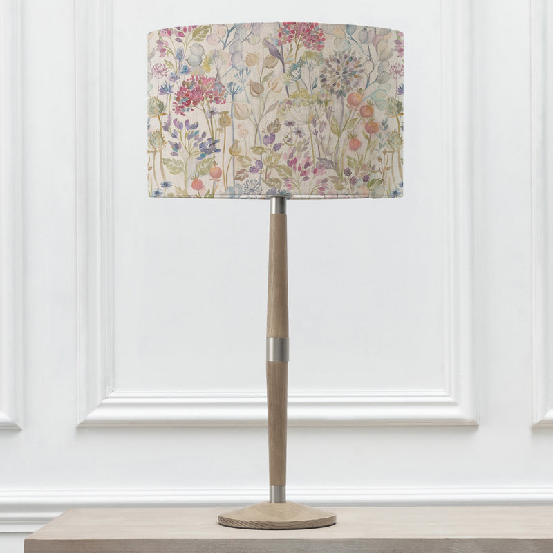 Floral Grey Lighting - Hedgerow Eva & Solensis Complete Table Lamp Grey/Linen Voyage Maison