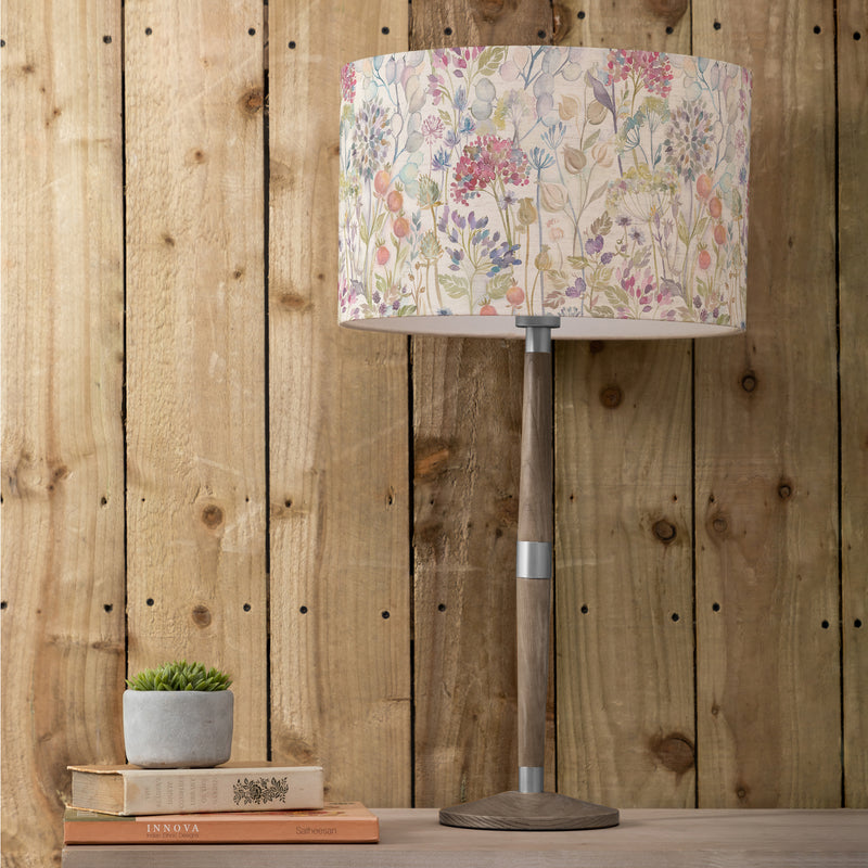 Floral Grey Lighting - Hedgerow Eva & Solensis Complete Table Lamp Grey/Linen Voyage Maison