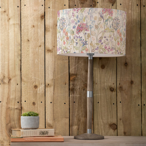 Floral Grey Lighting - Solensis  & Hedgerow Eva  Complete Table Lamp Grey/Linen Voyage Maison