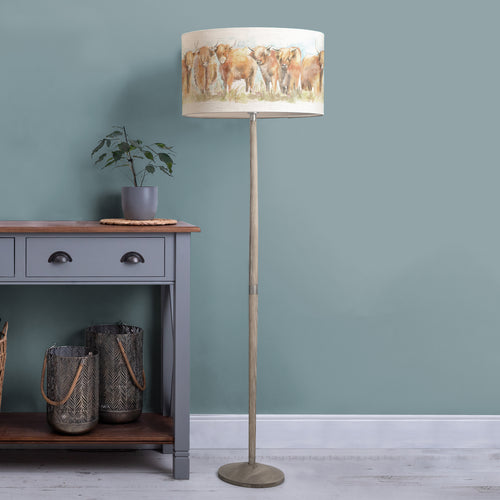 Animal Grey Lighting - Highland Cattle Eva & Solensis Complete Floor Lamp Grey/Linen Voyage Maison