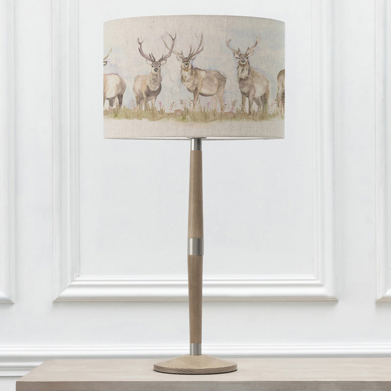 Animal Grey Lighting - Solensis  & Moorland Stag Eva  Complete Table Lamp Grey/Linen Voyage Maison