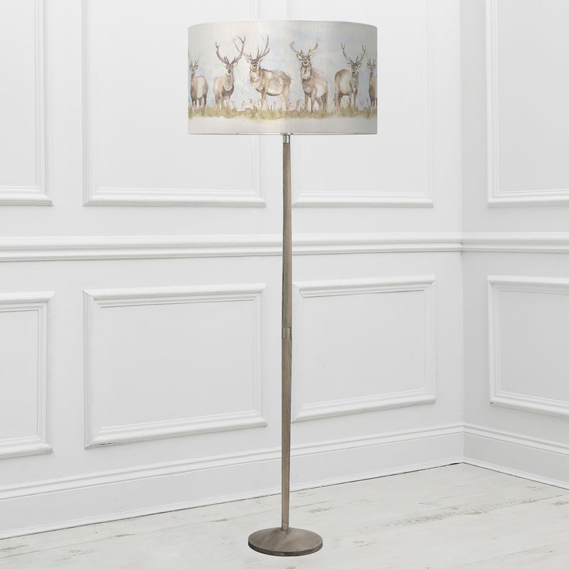 Animal Grey Lighting - Solensis  & Moorland Stag Eva  Complete Floor Lamp Grey/Linen Voyage Maison