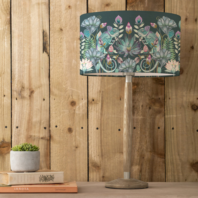 Floral Grey Lighting - Osawi Eva & Solensis Complete Table Lamp Grey/Emerald Voyage Maison