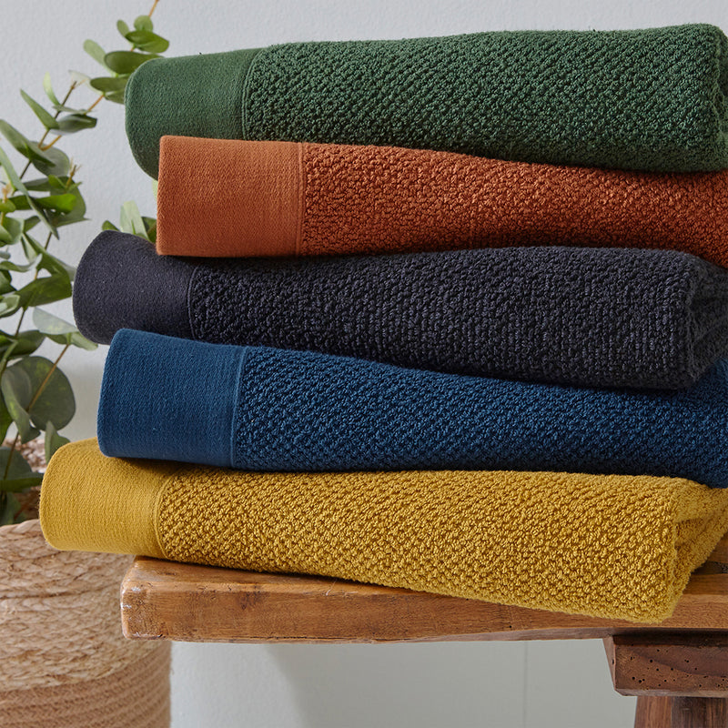 furn. Textured Weave Towels in Dark Green