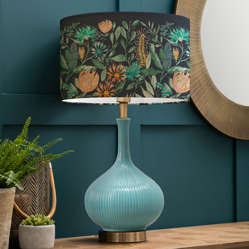 Floral Blue Lighting - Ursula  & Fortazela Eva  Complete Table Lamp Aqua/Sapphire Voyage Maison